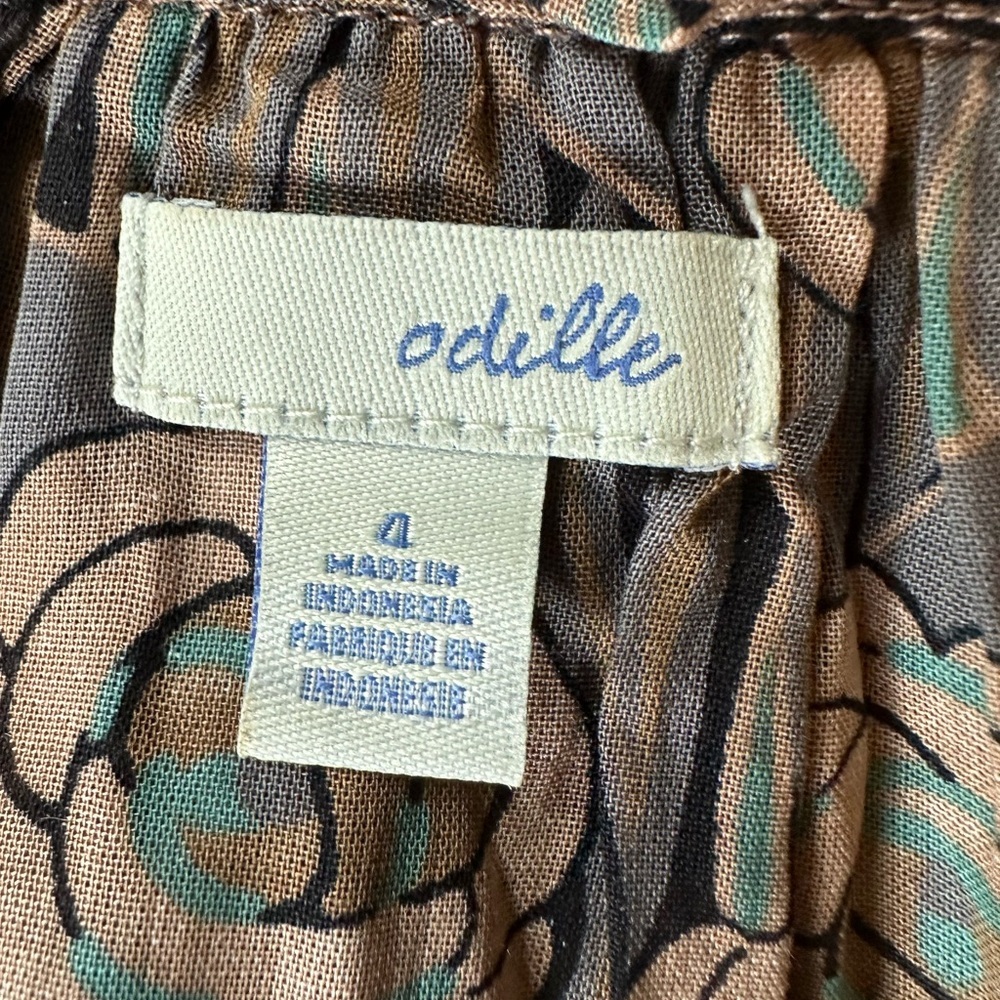 Anthropologie Odille Floral Short Sleeve Ruffle Blouse Sz 4 - Picture 7 of 9